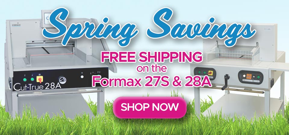 Get free shipping on the Formax 27S and 28A paper cutters