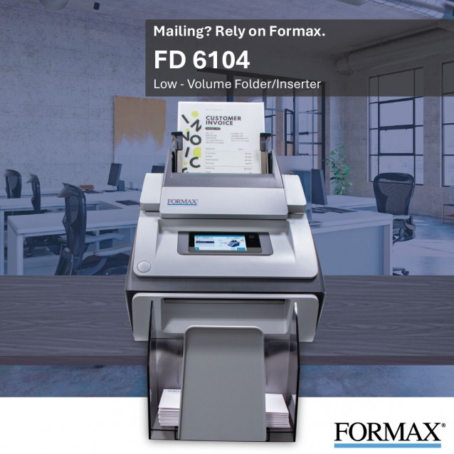 Formax FD 6104 Envelope Stuffing MachineFormaxFD6104The FD 6104 inserter offers the latest technology in entry-level tabletop inserters, making it possible for any size company to enjoy the benefits of automated folding and inserting. Formax FD 6104 Envelope Stuffing MachineFormaxFD6104