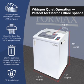 FORMAX® FD 8304 Cross-Cut Deskside Paper Shredder (P-5) FORMAX® FD 8304 Cross-Cut Deskside Paper Shredder (P-5)