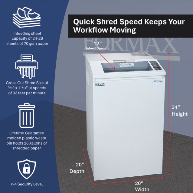 FORMAX® FD 8402CC Cross-Cut Office Paper Shredder (P-4)FormaxFD8402CC