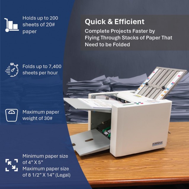 Formax FD 300 Desktop Office Paper FolderFormaxFD300Affordable Paper FolderThe FD 300 Office Desktop Folder provides an economical solution for low-volume folding projects. Formax FD 300 Desktop Office Paper FolderFormaxFD300