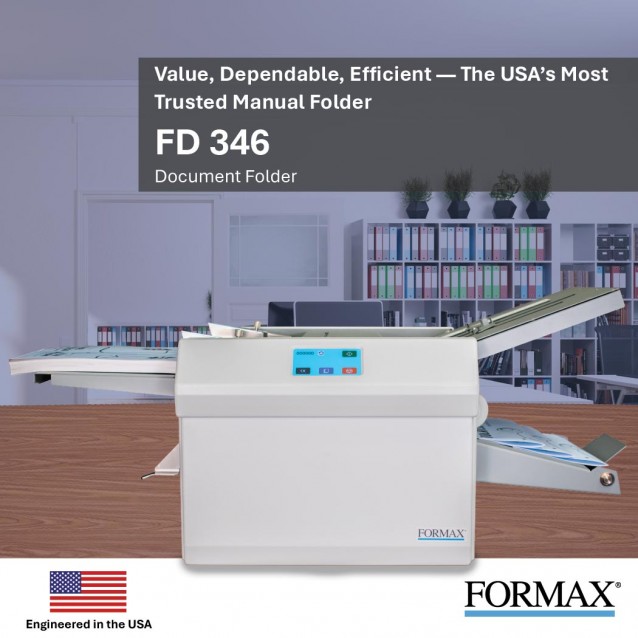 Formax FD 346 Manual Setting Document FolderFormaxFD346The FD 346 Document Folder is a fast, dependable and easy-to-use solution for virtually all folding applications. Formax FD 346 Manual Setting Document FolderFormaxFD346