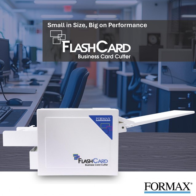 Formax FlashCard Tabletop Business Card CutterFormaxFlashCardVersatile Business Card CutterThe Formax® FlashCard Business Card Cutter is a high-quality, economical solution for short-run production of full-bleed business cards postcards, photos, and more. Formax FlashCard Tabletop Business Card CutterFormaxFlashCard