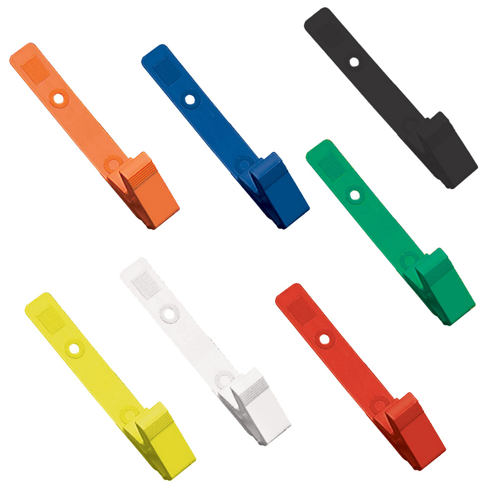 Plastic Badge Clips Strip with Knurled Thumbgrip (various colors)