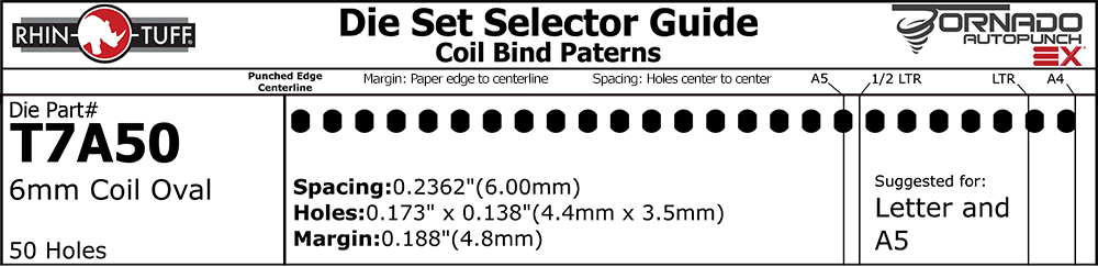 Rhin-O-Tuff Punch Die Set 6mm Coil Oval for Tornado Autopunch EX