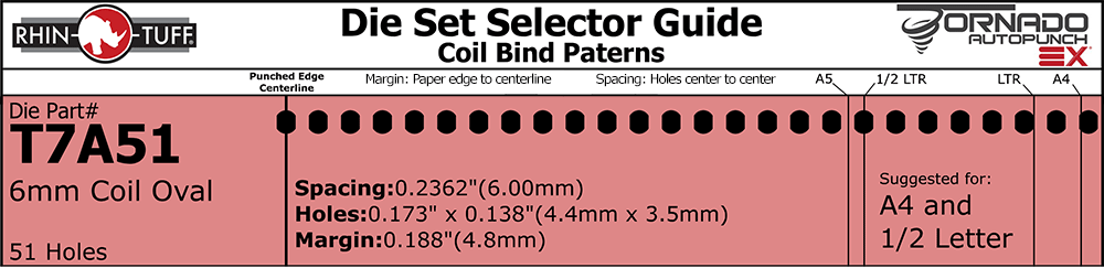 Rhin-O-Tuff Punch Die Set 6mm Coil Oval for Tornado Autopunch EX