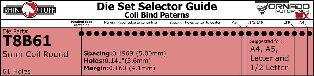 Rhin-O-Tuff Punch Die Set 5mm Coil Round for Tornado Autopunch EX