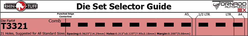 <strong><b>Rhin-O-Tuff</b></strong> punch die pattern for the Tornado Autopunch EX